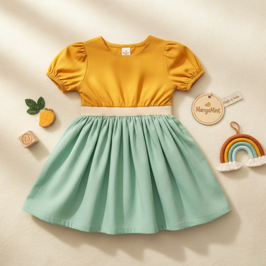 MangoMint Ivana Floral Cotton Dress for kids