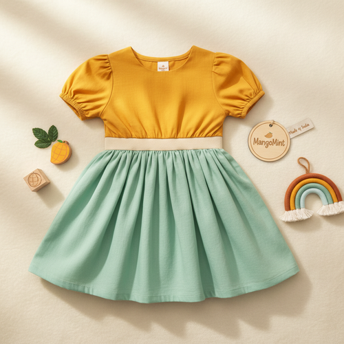 MangoMint Ivana Floral Cotton Dress for kids